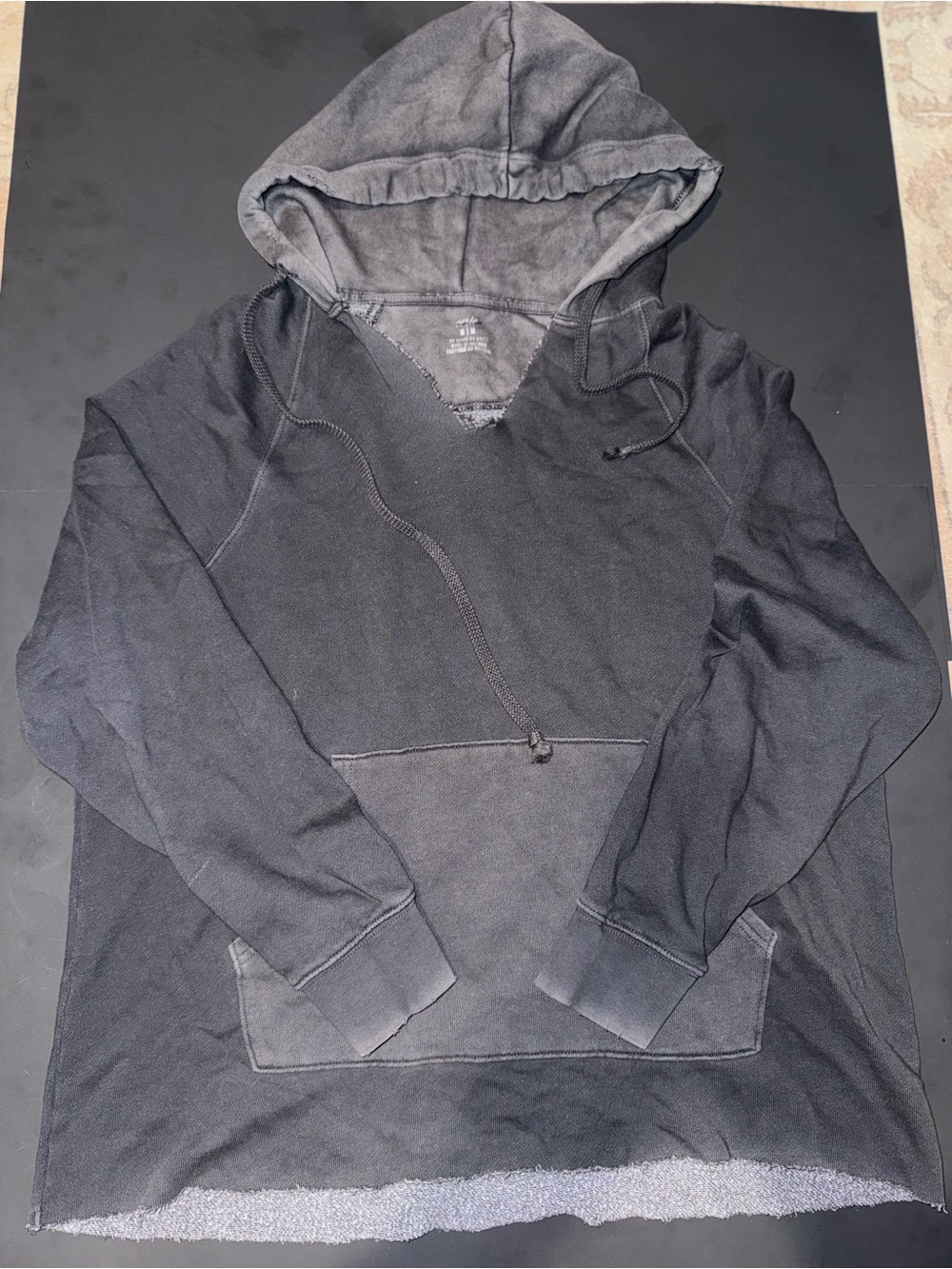aerie Men's Black Hooded Crewneck Sweater